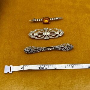 Set of Three Antique Art Deco Brooches Pins